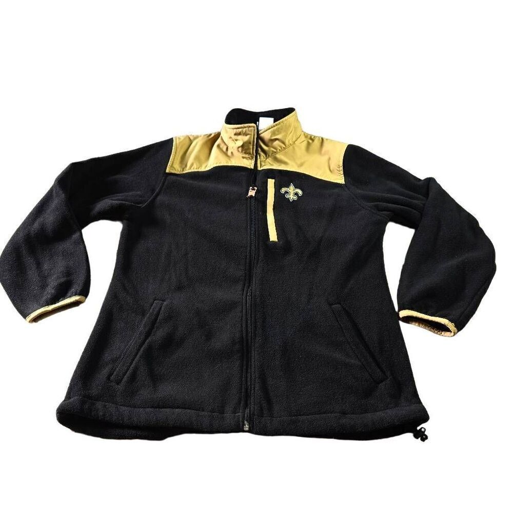NFL SAINTS FLEUR DE LIS EMBROIDERED FLEECE ZIP JACKET Fitted Women Jacket L